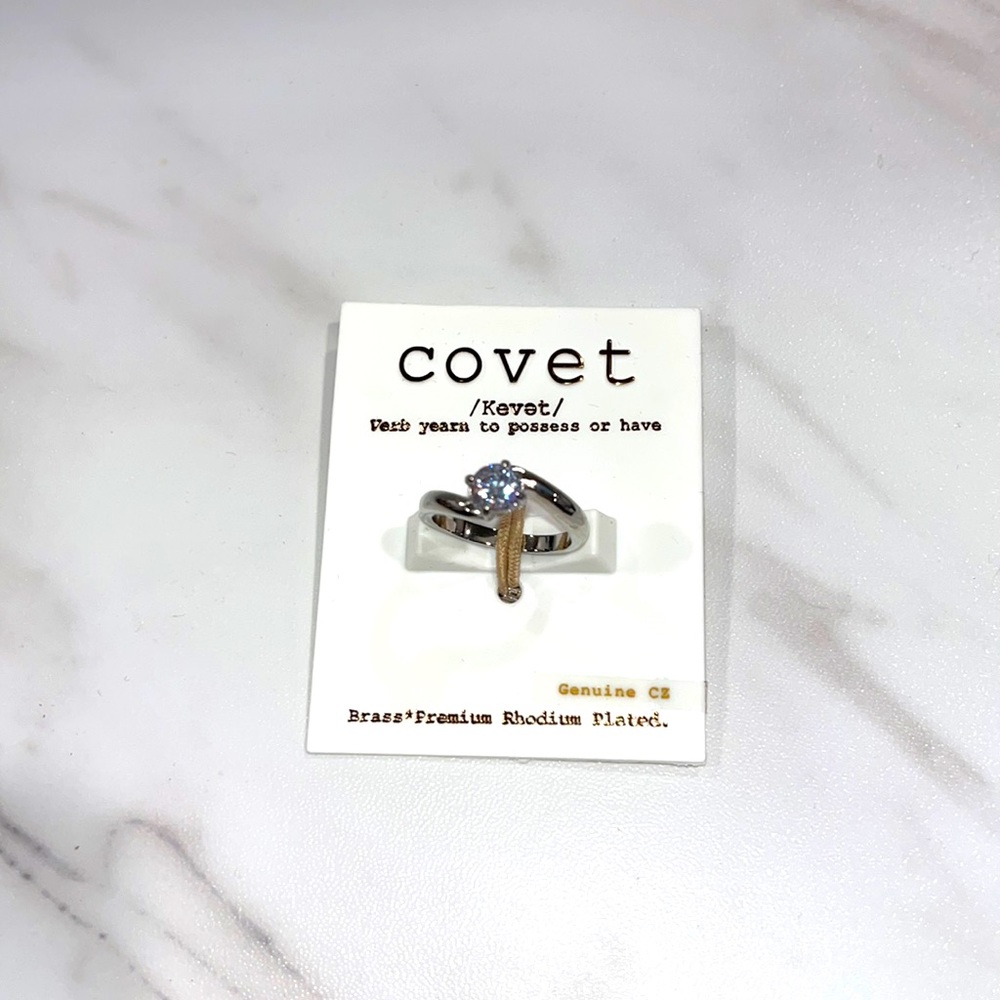 NEW Covet CZ rhodium plated ring Sz 7
